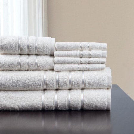 Hastings Home 8 Piece 100 Percent Cotton Plush Bath Towel Set - White 678455NZE